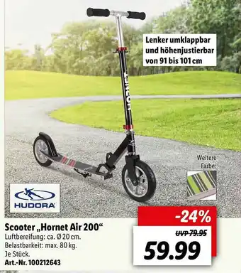 Lidl Hudora Scooter „hornet Air 200” Angebot