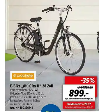 Lidl Prophete E-bike „alu City II” 28 Zoll Angebot