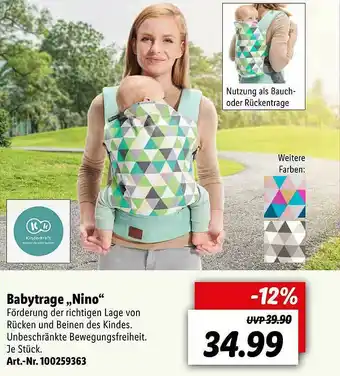 Lidl Babytrage „nino” Angebot