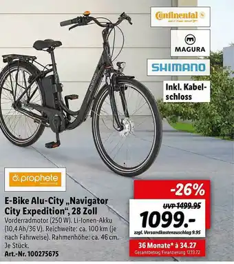 Lidl Prophete E-bike Alu-city „navigator City Expedition” 28 Zoll Angebot