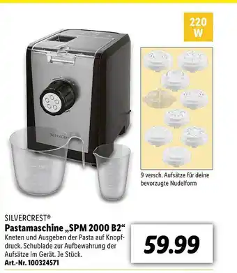 Lidl Silvercrest Pastamaschine „spm2000b2” Angebot