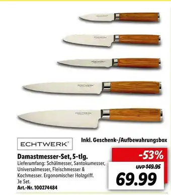 Lidl Echtwerk Damastmesser-set 5-tlg Angebot