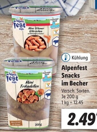 Lidl Alpenfest Snacks im Becher 200 g Angebot