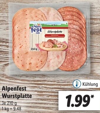 Lidl Alpenfest Wurstplatte 210 g Angebot