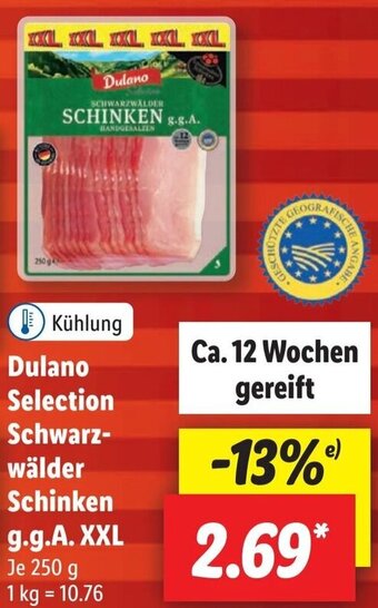 Lidl Dulano Selection Schwarzwälder Schinken g.g.A. XXL 250 g Angebot