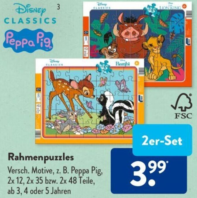 Disney Classics Rahmenpuzzles 2erSet Angebot bei Aldi Süd