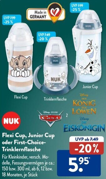 Aldi Süd NUK Flexi Cup, Junior Cup oder First Choice Trinklernflasche Angebot