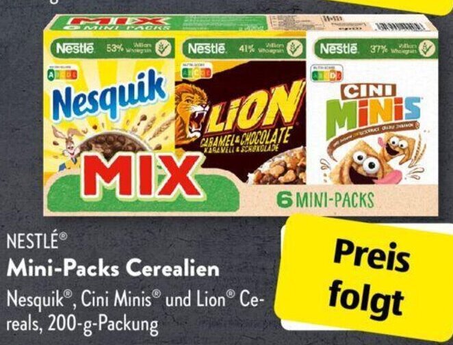 NESTLÉ MiniPacks Cerealien 200gPackung Angebot bei Aldi Süd