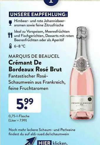 Aldi Süd Marquis De Beaucel Crémat De Bordeaux Rosé Brut Angebot