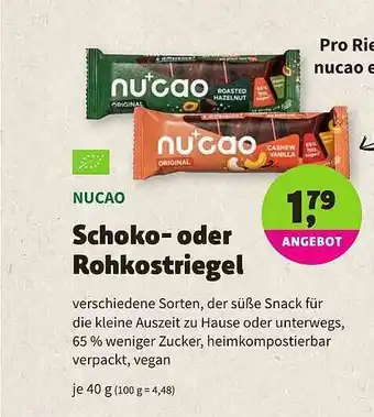 Biomarkt Schoko- Oder Rohkostriegel Nucao Angebot