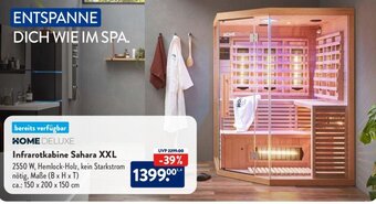 Aldi Süd Home Deluxe Infrarotkabine Sahara XXL Angebot