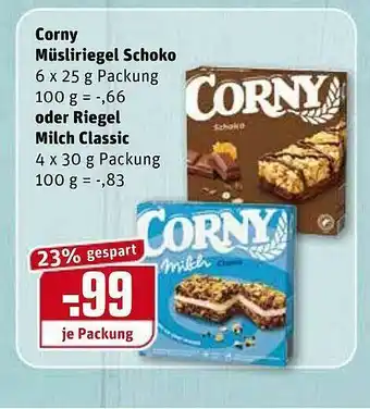 REWE Kaufpark Corny Müsliriegel Schoko Oder Riegel Milch Classic Angebot