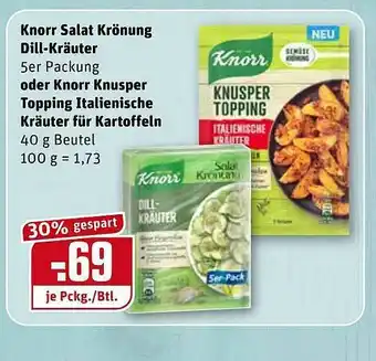 REWE Kaufpark Knorr Salat Krönung Dill-kräuter Oder Knorr Knusper Topping Italienische Kräuter Für Kartoffeln Angebot