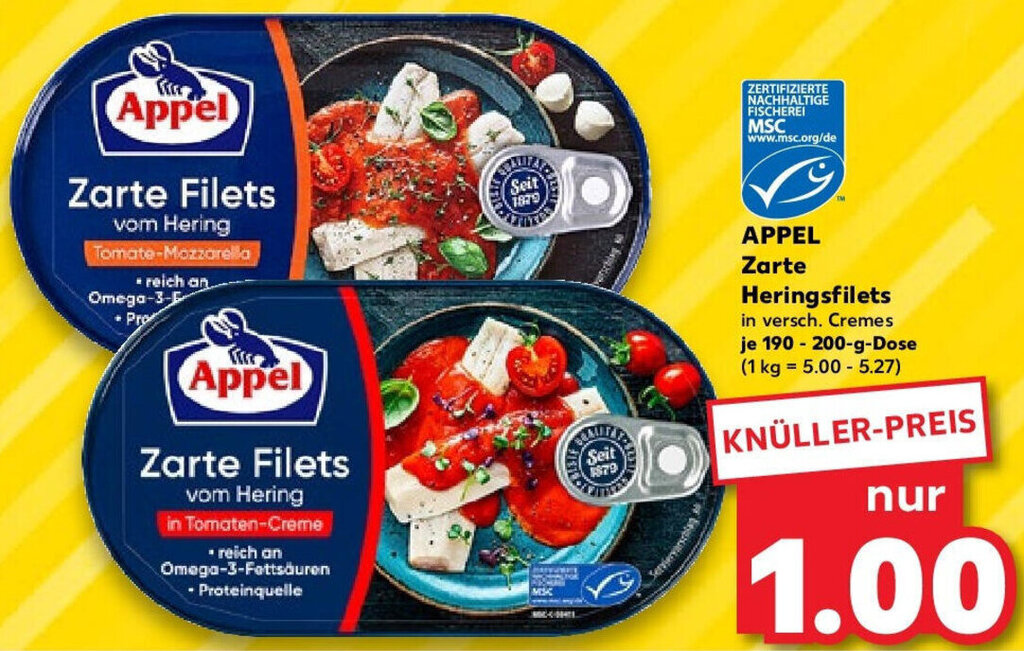 APPEL Zarte Heringsfilets 190200 g Dose Angebot bei Kaufland