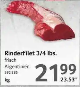 Selgros Rinderfilet ¾ Lbs Angebot