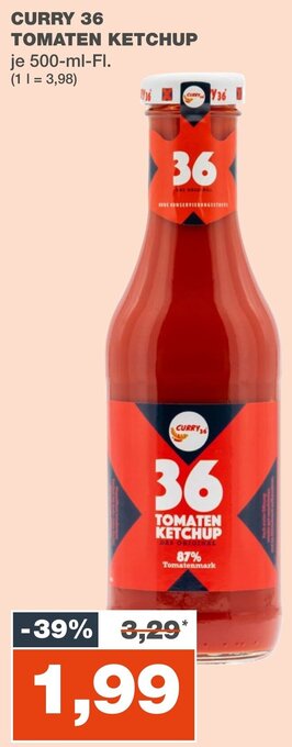 mein real CURRY 36 TOMATEN KETCHUP je 500-ml-FI. Angebot