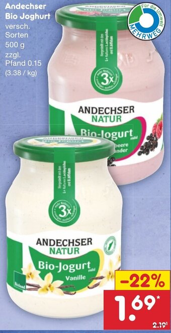 Netto Marken-Discount Andechser Bio Joghurt 500 g Angebot