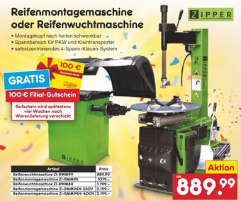 Netto Marken-Discount ZIPPER Reifenmontagemaschine oder Reifenwuchtmaschine Angebot