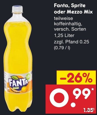 Netto Marken-Discount Fanta, Sprite oder Mezzo Mix 1,25 Liter Angebot