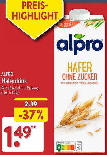 Aldi Nord ALPRO Haferdrink 1 L Packung Angebot