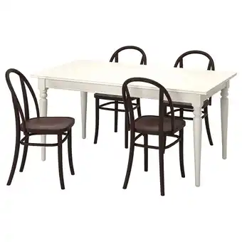 IKEA Ingatorp / skogsbo tisch und 4 stühle, weiß weiß/dunkelbraun, 155/215 cm Angebot