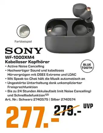 Saturn Sony WF-1000XM4 Kabelloser Kopfhörer Angebot