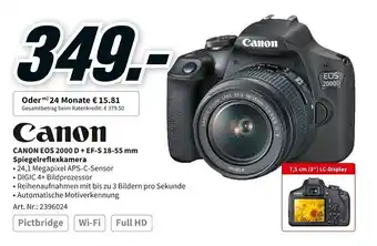 MediaMarkt Canon EOS 2000 D+EF-S 18-55 mm Spiegelreflexkamera Angebot