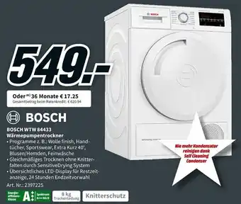 MediaMarkt Bosch WTW 84433 Wärmepumpentrockner Angebot