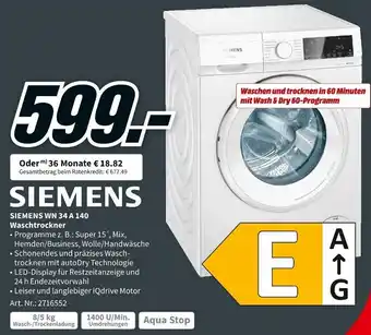 MediaMarkt Siemens WN 34 A 140 Waschtrockner Angebot