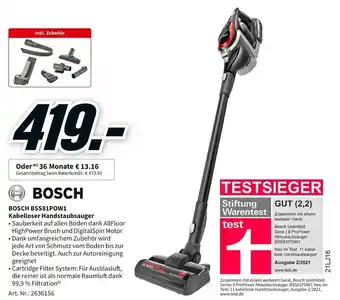 MediaMarkt Bosch BSS81POW1 Kabelloser Handstaubsauger Angebot