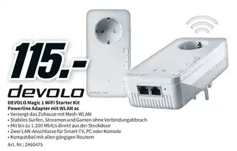 MediaMarkt Devolo Magic 1 Wifi Starter Kit Powerline Adapter mit WLAN ac Angebot