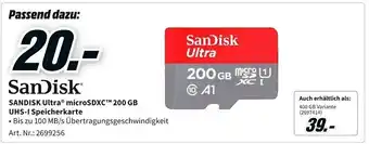 MediaMarkt SanDisk Ultra microSDXC 200GB UHS-I Speicherkarte Angebot