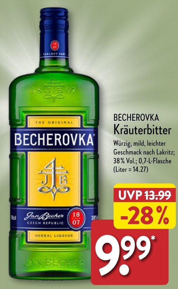 BECHEROVKA Kräuterbitter 0,7-L-Flasche Angebot bei Aldi Nord