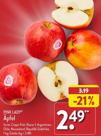 Aldi Nord PINK LADY Äpfel 1 kg Schale Angebot