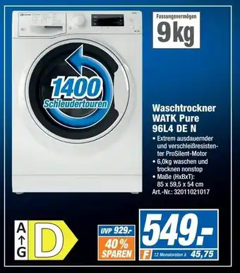 Expert Technomarkt Bauknecht Waschtrockner WATK Pure 96L4 DE N Angebot