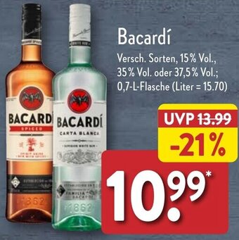 Aldi Nord Bacardí 0,7 L Flasche Angebot