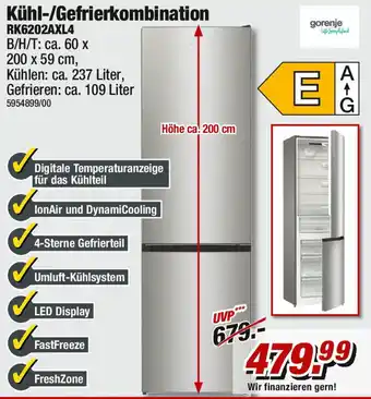 Poco Gorenje Kühl Gefrierkombination RK6202AXL4 Angebot