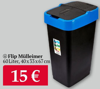 Woolworth Flip Mülleimer 60 Liter Angebot