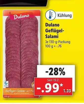 Lidl Dulano Geflügel Salami Angebot