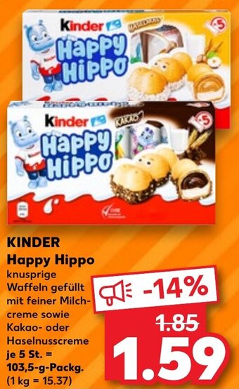 Kaufland KINDER Happy Hippo 103,5 g Packg. Angebot