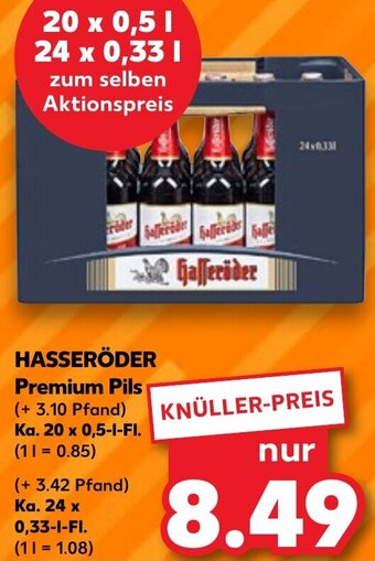 Kaufland HASSERÖDER Premium Pils Ka. 20x0,5 L/24x0,33 L-Fl. Angebot