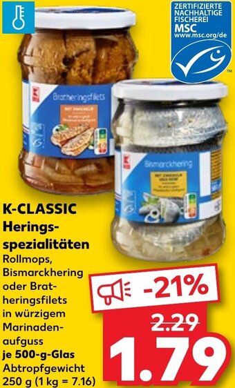 Kaufland K-CLASSIC Heringsspezialitäten 500 g Glas Angebot