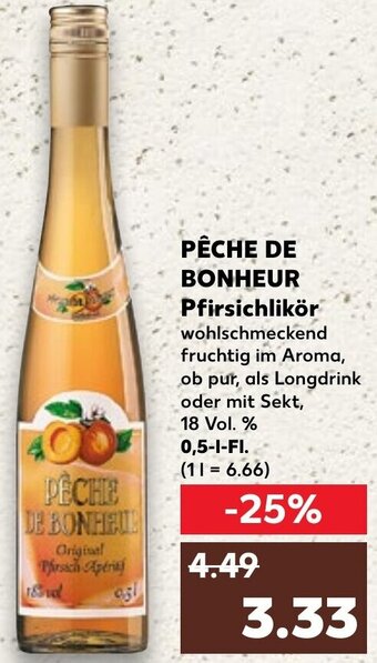 Kaufland PÊCHE DE BONHEUR Pfirsichlikör 0,5-I-FI. Angebot