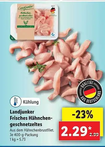 Lidl Landjunker Frisches Hähnchen Geschnetzeltes Angebot