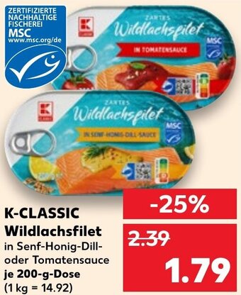 Kaufland K-CLASSIC Wildlachsfilet 200-g-Dose Angebot