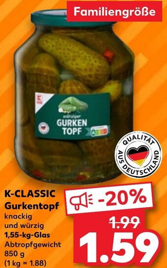 Kaufland K-CLASSIC Gurkentopf 1,55 kg Glas Angebot