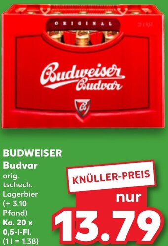 Kaufland BUDWEISER Budvar Ka. 20x0,5 L-Fl. Angebot