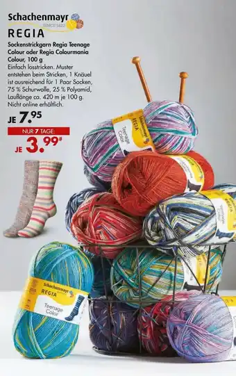 Galeria Schachenmayr Sockenstrickgarn Regia Teenage Colour oder Regia Colourmania Colour 100 g Angebot