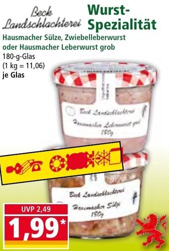 Norma Beck Landschlachterei Wurst Spezialität 180 g Glas Angebot