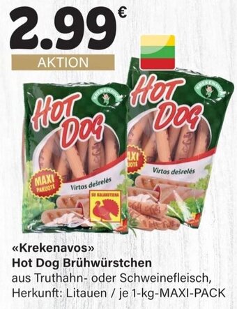 LEDO Krekenavos Hot Dog Brühwürstchen  1kg Angebot